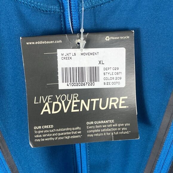 Eddie Bauer FreeDry Movement Full Zip Jacket Size XL Blue NWT 228 - Picture 4 of 10